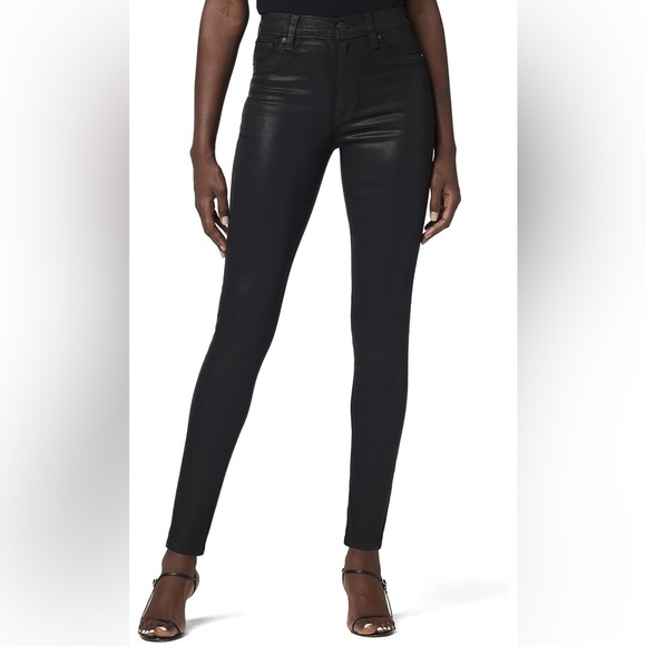 NWOT Hudson Barbara Noir Coated High Rise Skinny Ankle Jeans - Picture 1 of 16
